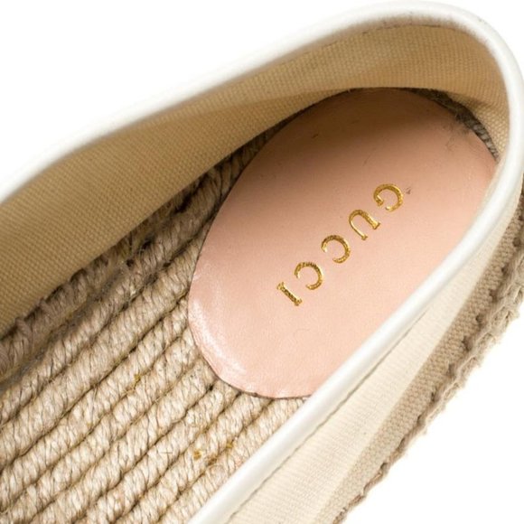 New Gucci Printed Canvas Espadrille Flats in White NEW IN BOX WITH SHOE BAGS - Picture 9 of 10